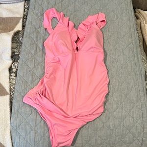 Bubblegum pink Gap maternity swimsuit, worn twice